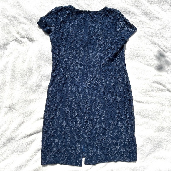 Lauren Ralph Lauren Women’s Christiana Dress 16 Navy Blue Floral Sheath Cocktail - Picture 3 of 16